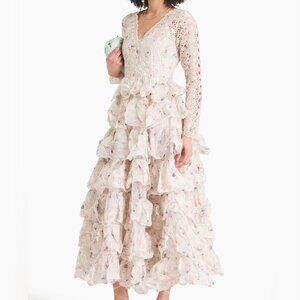ZIMMERMANN Tiered floral-print broderie anglaise cotton gown